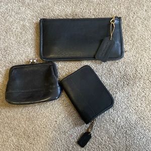 Vintage Coach bundle coin purse, small card case and flat long purse